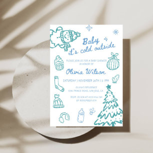 Invitation Bébé, il fait froid dehors, fête de baby shower d'