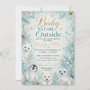 Invitation Bébé il fait froid dehors Fête de bébé animaux arc