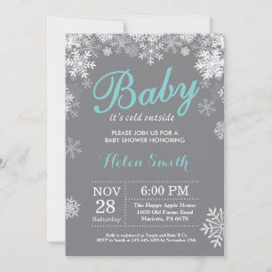 Invitation Bébé il fait froid dehors Fête de bébé aqua d'hive