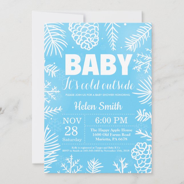 Invitation Bébé il fait froid dehors Fête de bébé garçon d'hi (Devant)