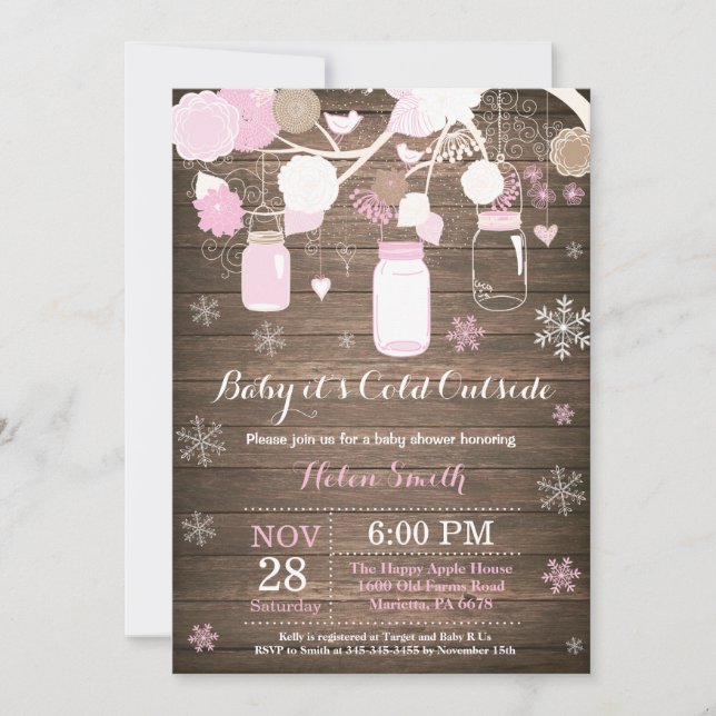 Invitation Bébé il fait froid dehors Fête de bébé hiver Bocal (Devant)