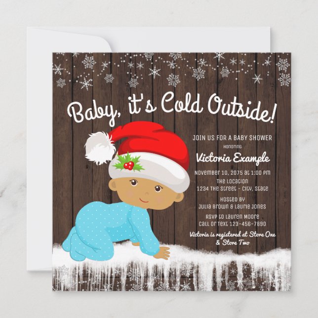 Invitation Bébé il fait froid dehors Fête de naissance d'un g (Devant)