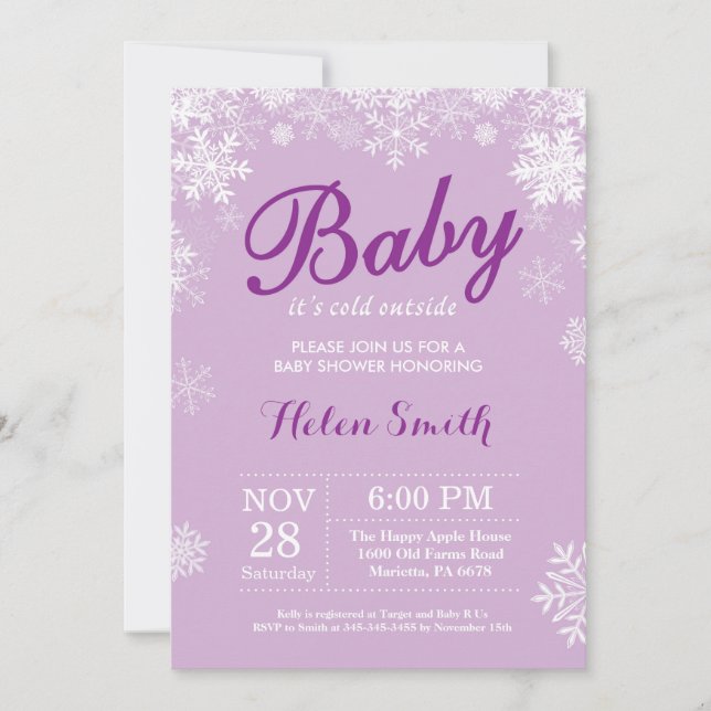 Invitation Bébé il fait froid dehors Fête prénatale bébé viol (Devant)