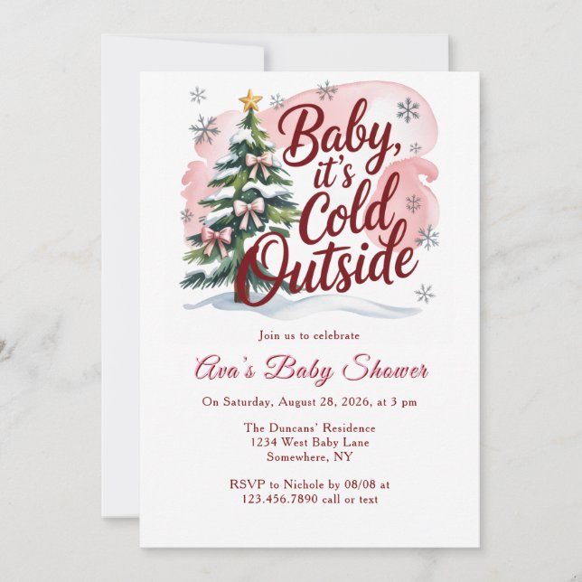 Invitation Bébé, il fait froid dehors Fête prénatale d'hiver  (Devant)