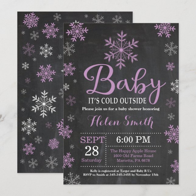 Invitation Bébé il fait froid dehors Fête prénatale d'hiver p (Devant / Derrière)