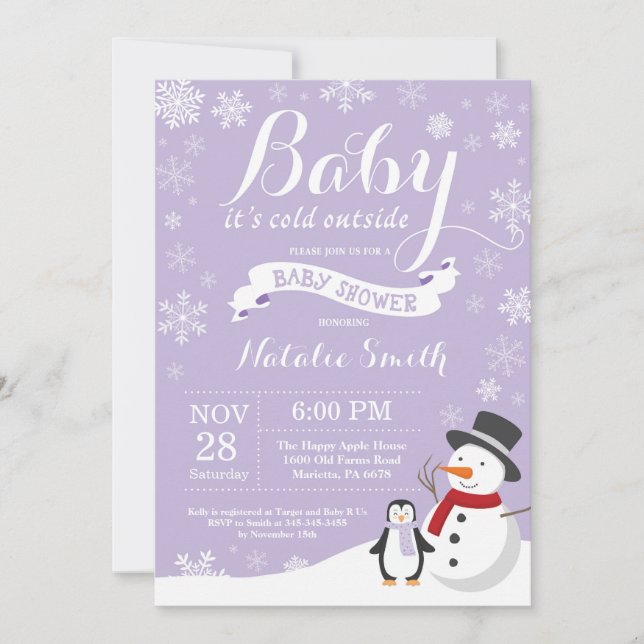 Invitation Bébé il fait froid dehors Fête prénatale d'hiver V (Devant)