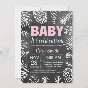 Invitation Bébé il fait froid dehors Fête prénatale fille hiv