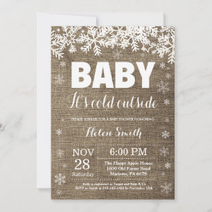 Invitation Bébé il fait froid dehors Fête prénatale flocon de