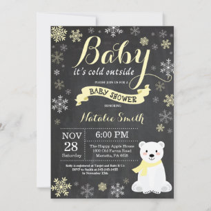 Invitation Bébé il fait froid dehors Fête prénatale ours pola