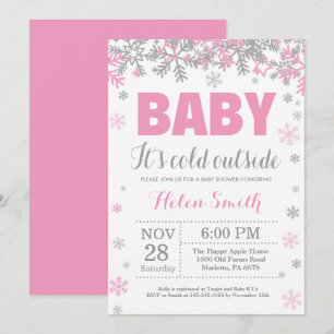 Invitation Bébé il fait froid dehors Fille Baby Shower d'hive