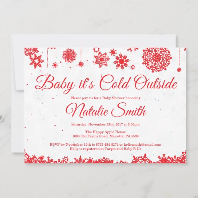 Invitation Bébé il fait froid dehors Flocon de neige d'hiver  (Devant)