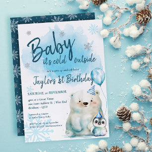 Invitation Bébé Il fait froid dehors hiver Anniversaire