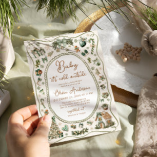 Invitation Bébé il fait froid dehors Hiver Baby shower neutre