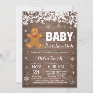 Invitation Bébé il fait froid dehors homme en pain d'épice Ba