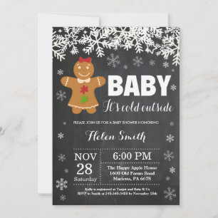Invitation Bébé il fait froid dehors homme en pain d'épice Ba