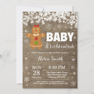 Invitation Bébé il fait froid dehors homme en pain d'épice Ba