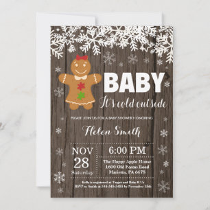Invitation Bébé il fait froid dehors homme en pain d'épice Ba