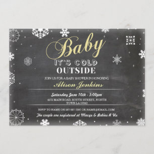 Invitation Bébé Il fait froid dehors Jaune Baby shower Invita