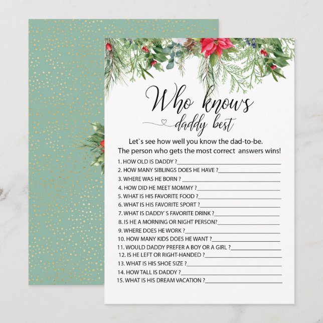 Invitation Bébé il fait froid dehors jeux qui connaît papa be (Devant / Derrière)