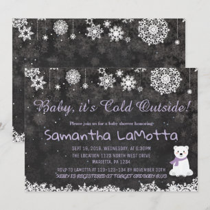 Invitation Bébé il fait froid dehors ours polaire Baby Shower