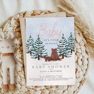 Invitation Bébé Il fait froid dehors Pins Arbres Baby shower