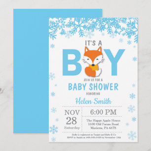 Invitation Bébé il fait froid dehors Renard Garçon Baby Showe