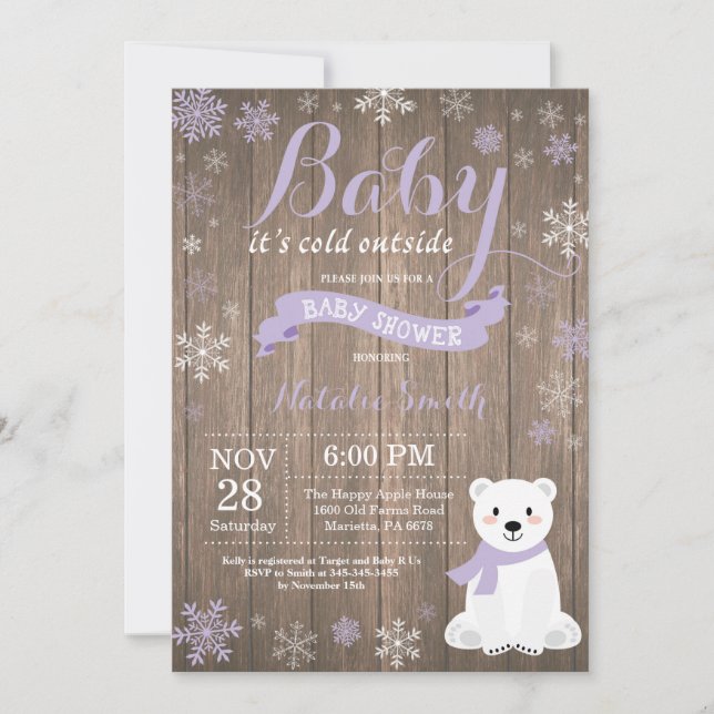 Invitation Bébé il fait froid dehors Rustique Baby Shower d'h (Devant)