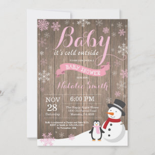 Invitation Bébé il fait froid dehors Rustique Baby Shower d'h