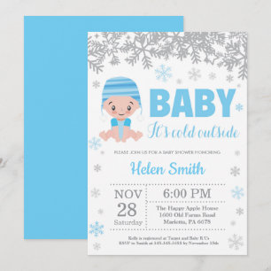 Invitation Bébé il fait froid dehors Shower Bébé Bleu Hiver G