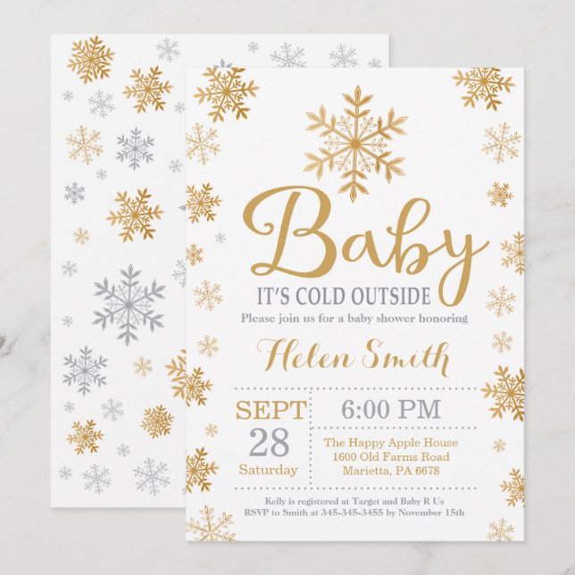 Invitation Bébé il fait froid dehors Shower bébé d'hiver (Devant / Derrière)