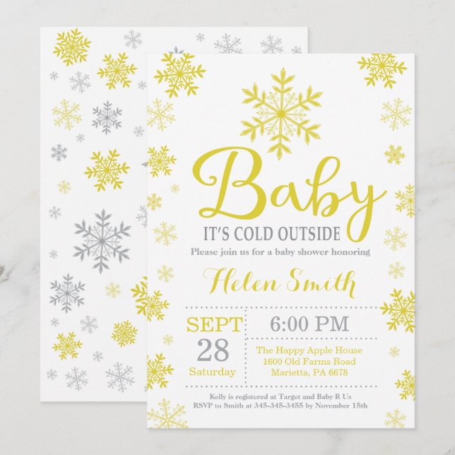 Invitation Bébé il fait froid dehors Shower bébé d'hiver (Devant / Derrière)