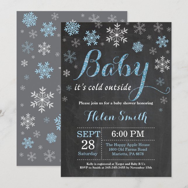 Invitation Bébé il fait froid dehors Shower bébé d'hiver (Devant / Derrière)