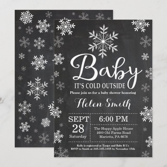 Invitation Bébé il fait froid dehors Shower bébé d'hiver (Devant / Derrière)