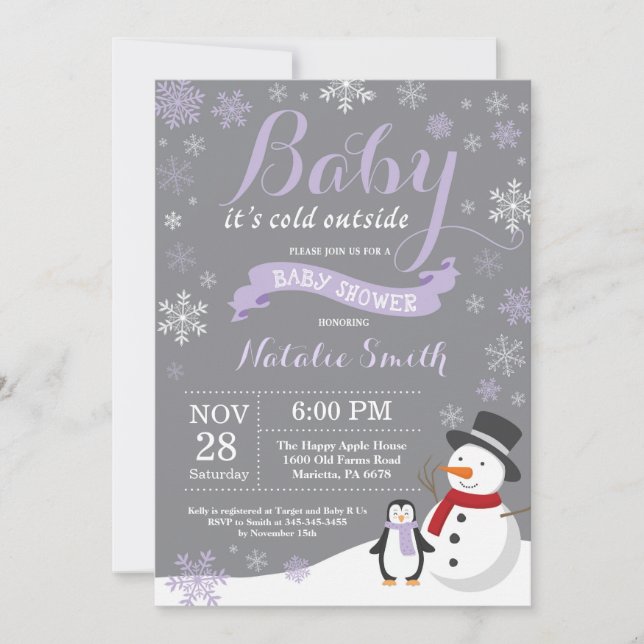 Invitation Bébé il fait froid dehors Shower bébé d'hiver Viol (Devant)