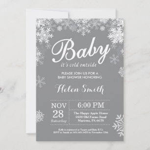 Invitation Bébé il fait froid dehors Shower d'hiver Gris Baby