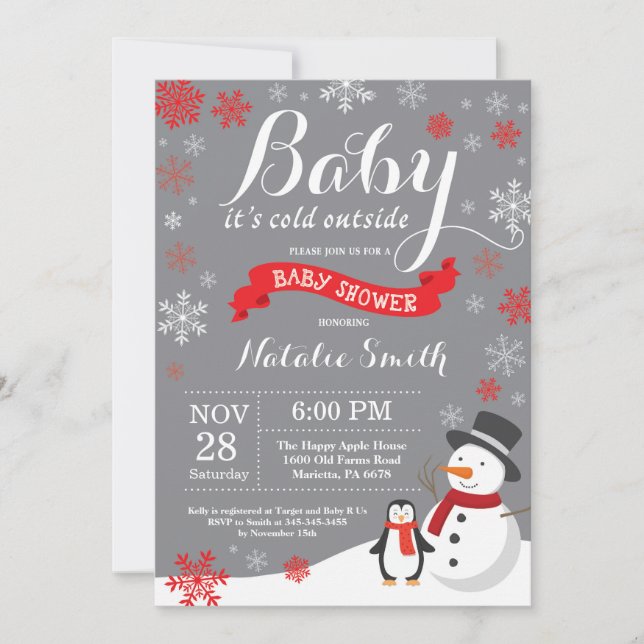 Invitation Bébé il fait froid dehors Shower d'hiver pour bébé (Devant)