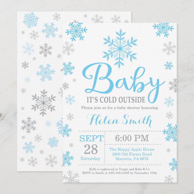 Invitation Bébé il fait froid dehors Shower d'hiver pour bébé (Devant / Derrière)