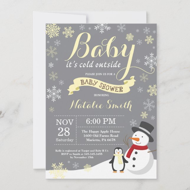 Invitation Bébé il fait froid dehors Shower d'hiver pour bébé (Devant)