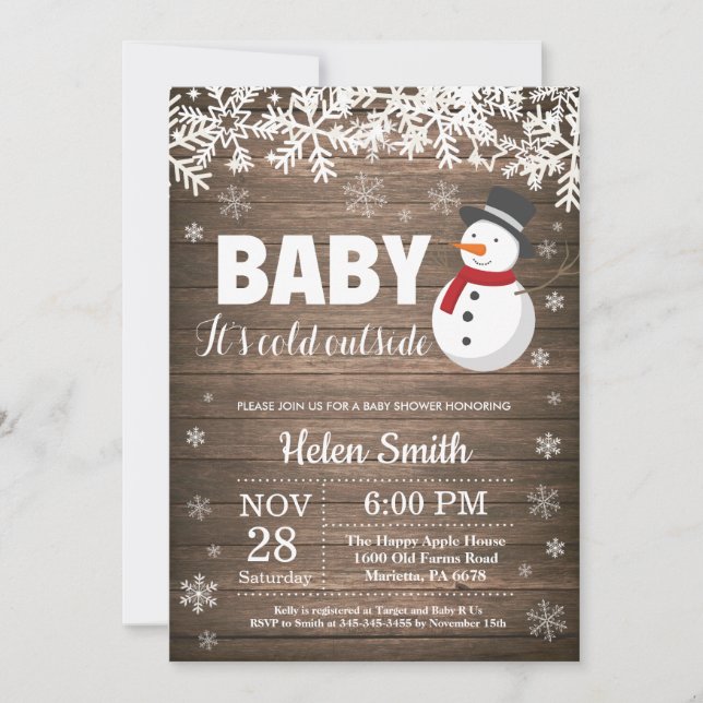 Invitation Bébé il fait froid dehors Shower pour bébé bonhomm (Devant)