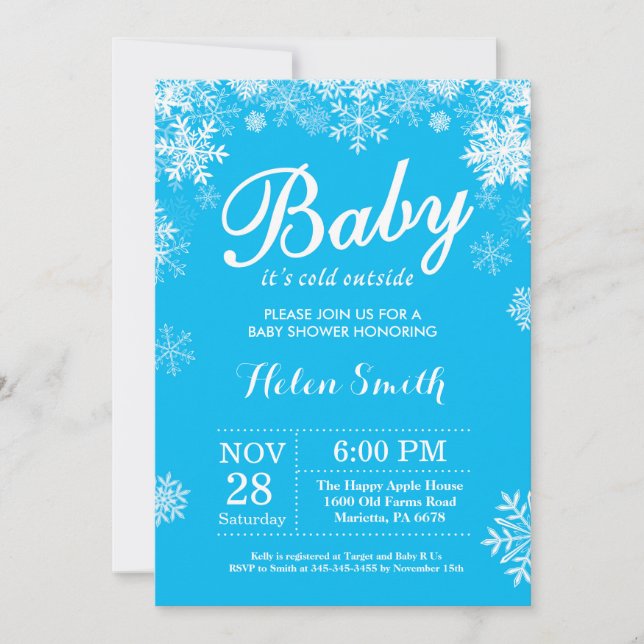 Invitation Bébé il fait froid dehors Shower pour bébé garçon  (Devant)
