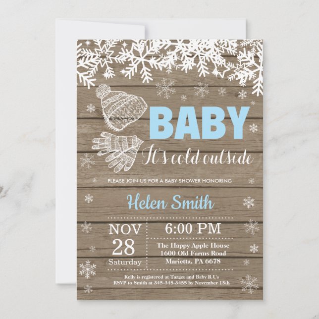 Invitation Bébé il fait froid dehors Shower pour bébé garçon  (Devant)