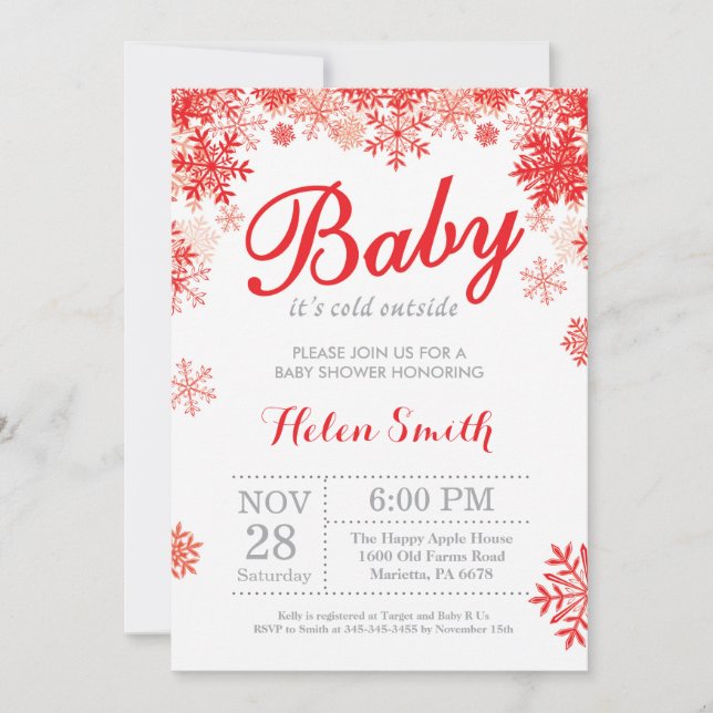 Invitation Bébé il fait froid dehors Shower pour bébé hiver R (Devant)