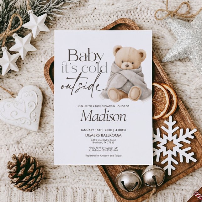 Invitation Bébé il fait froid dehors Teddy Bear Baby Shower (Créateur téléchargé)