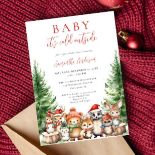 Invitation Bébé il fait froid en dehors du baby shower boisé