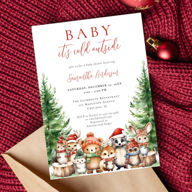 Invitation Bébé il fait froid en dehors du baby shower boisé  (Créateur téléchargé)