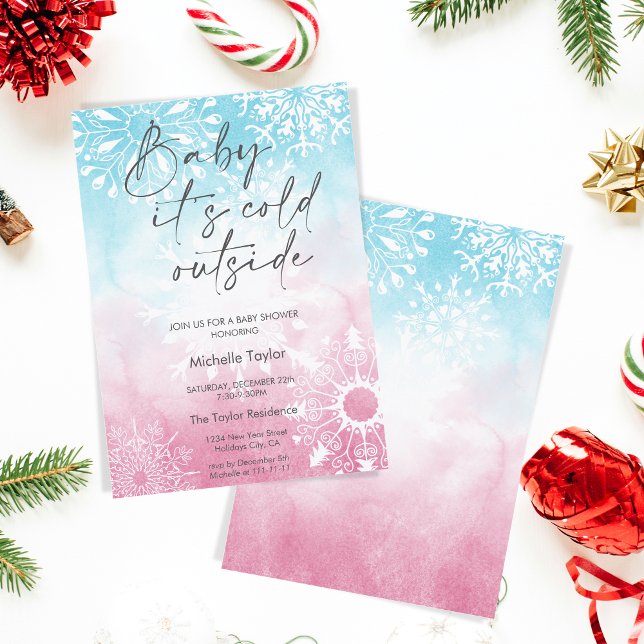 Invitation Bébé il fait froid en dehors du baby shower flocon (Créateur téléchargé)