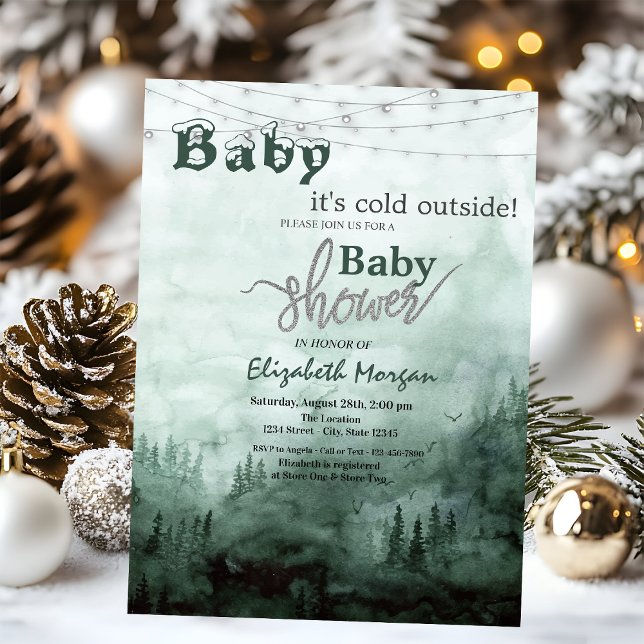 Invitation Bébé il fait froid Fête prénatale de la forêt de p (Créateur téléchargé)