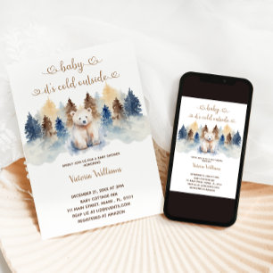 Invitation Bébé il fait froid Ours Baby Shower