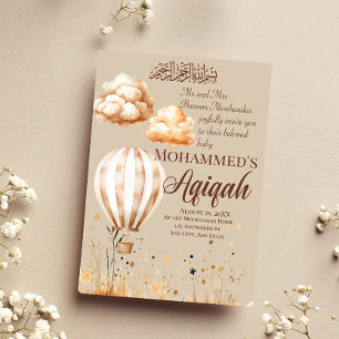 Invitation Bébé islamique neutre Aqiqah