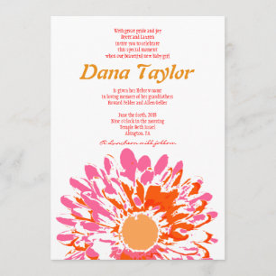 Invitation Bébé juif de fleur rose appelant l'hébreu